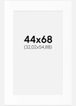 Passepartout Hvid Standard (Hvid kerne) 44x68 cm (32,02x54,88)