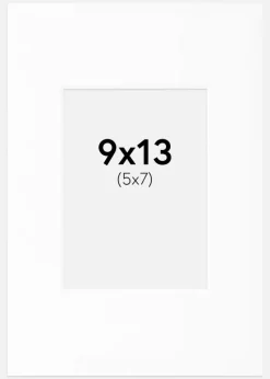 Passepartout Hvid Standard (Hvid kerne) 9x13 cm (5x7)