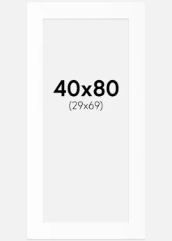 Passepartout Hvid Standard (Hvid kerne) 40x80 cm (29x69)