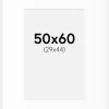 Passepartout Hvid Standard (Hvid kerne) 50x60 cm (29x44)