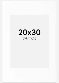 Passepartout Hvid Standard (Hvid kerne) 20x30 cm (14x19,5)