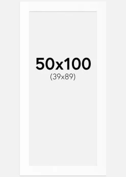 Passepartout Hvid Standard (Hvid kerne) 50x100 cm (39x89)