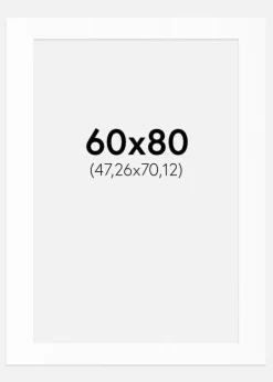 Passepartout Hvid Standard (Hvid kerne) 60x80 cm (47,26x70,12)
