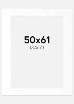 Passepartout Hvid Standard (Hvid kerne) 50x61 cm (37x51)