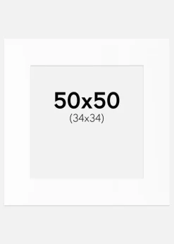 Passepartout Hvid Standard (Hvid kerne) 50x50 cm (34x34)