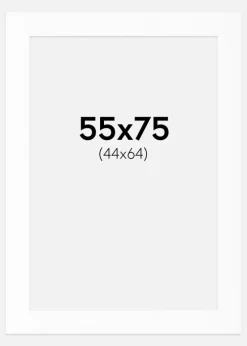 Passepartout Hvid Standard (Hvid kerne) 55x75 cm (44x64)