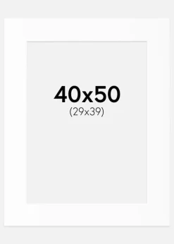 Passepartout Hvid Standard (Hvid kerne) 40x50 cm (29x39)