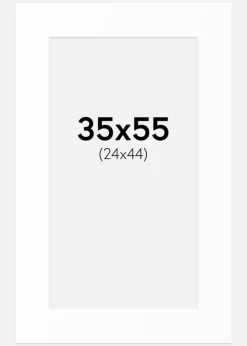 Passepartout Hvid Standard (Hvid kerne) 35x55 cm (24x44)