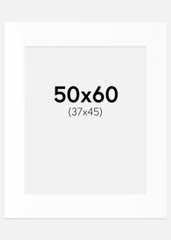 Passepartout Hvid Standard (Hvid kerne) 50x60 cm (37x45)