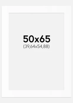 Passepartout Hvid Standard (Hvid kerne) 50x65 cm (39,64x54,88)