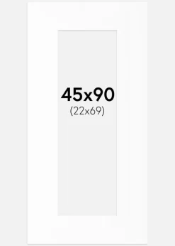 Passepartout Hvid Standard (Hvid kerne) 45x90 cm (22x69)