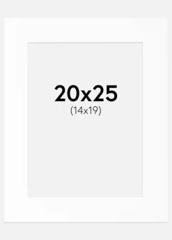Passepartout Hvid Standard (Hvid kerne) 20x25 cm (14x19)