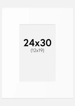 Passepartout Hvid Standard (Hvid kerne) 24x30 cm (12x19)