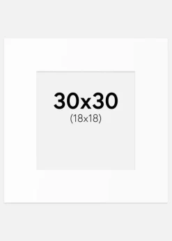 Passepartout Hvid Standard (Hvid kerne) 30x30 cm (18x18)