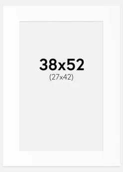 Passepartout Hvid Standard (Hvid kerne) 38x52 cm (27x42)