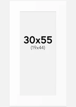 Passepartout Hvid Standard (Hvid kerne) 30x55 cm (19x44)