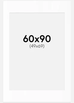 Passepartout Hvid Standard (Hvid kerne) 60x90 cm (49x69)