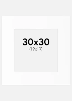 Passepartout Hvid Standard (Hvid kerne) 30x30 cm (19x19)