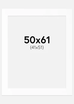 Passepartout Hvid Standard (Hvid kerne) 50x61 cm (41x51)