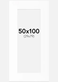 Passepartout Hvid Standard (Hvid kerne) 50x100 cm (29x79)
