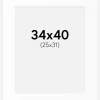Passepartout Hvid Standard (Hvid kerne) 34x40 cm (25x31)