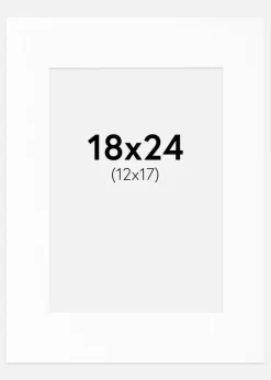 Passepartout Hvid Standard (Hvid kerne) 18x24 cm (12x17)