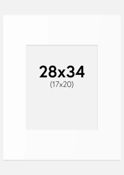 Passepartout Hvid Standard (Hvid kerne) 28x34 cm (17x20)