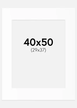 Passepartout Hvid Standard (Hvid kerne) 40x50 cm (29x37)