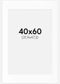 Passepartout Hvid Standard (Hvid kerne) 40x60 cm (31,9x47,3 - A3+)