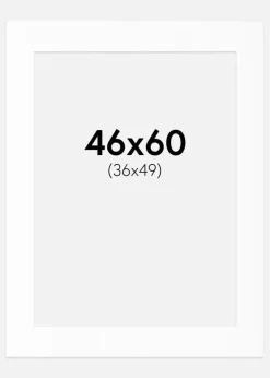 Passepartout Hvid Standard (Hvid kerne) 46x60 cm (36x49)