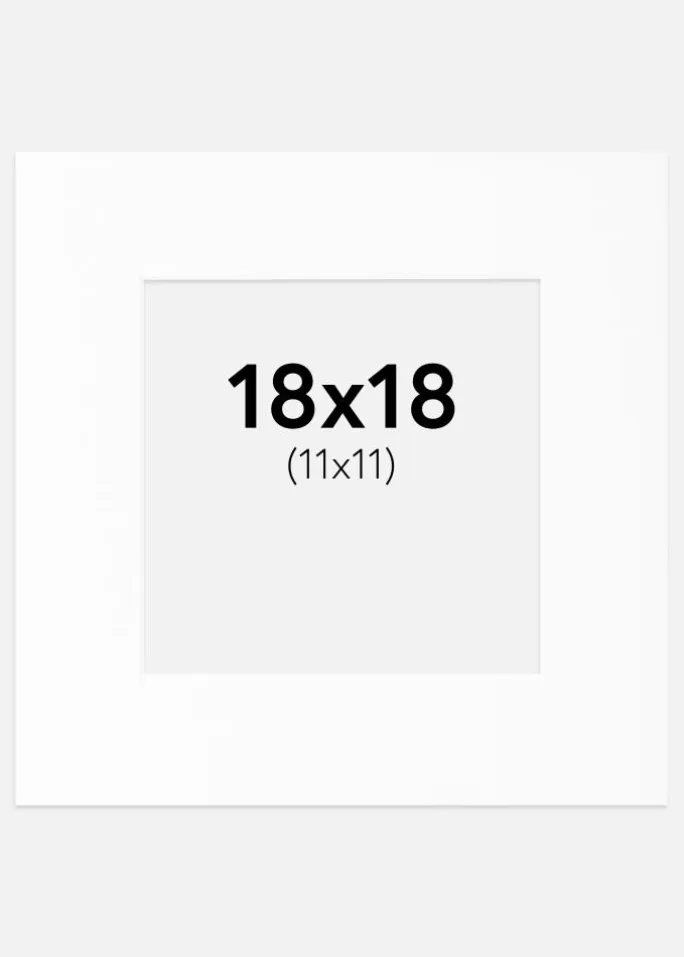 Passepartout Hvid Standard (Hvid kerne) 18x18 cm (11x11)