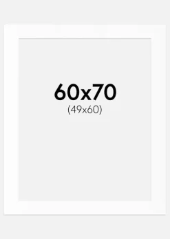 Passepartout Hvid Standard (Hvid kerne) 60x70 cm (49x60)
