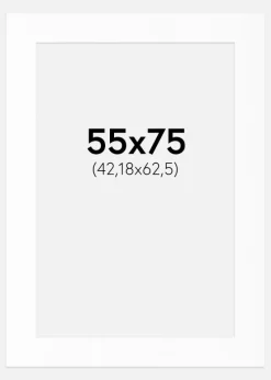 Passepartout Hvid Standard (Hvid kerne) 55x75 cm (42,18x62,5)
