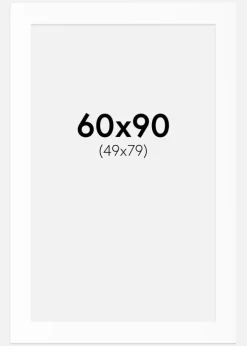 Passepartout Hvid Standard (Hvid kerne) 60x90 cm (49x79)