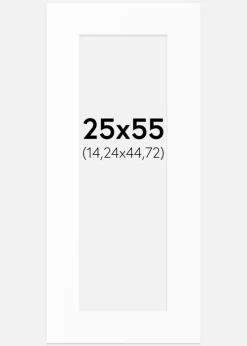 Passepartout Hvid Standard (Hvid kerne) 25x55 cm (14,24x44,72)