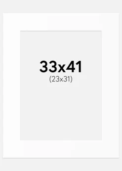Passepartout Hvid Standard (Hvid kerne) 33x41 cm (23x31)