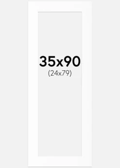 Passepartout Hvid Standard (Hvid kerne) 35x90 cm (24x79)