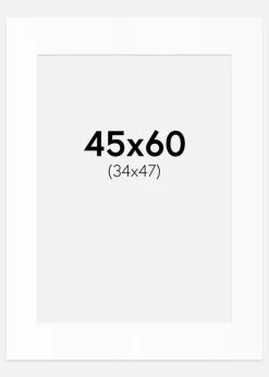 Passepartout Hvid Standard (Hvid kerne) 45x60 cm (34x47)