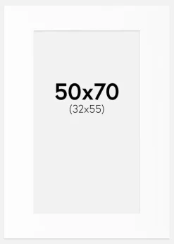 Passepartout Hvid Standard (Hvid kerne) 50x70 cm (32x55)