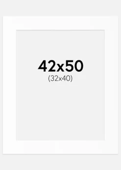 Passepartout Hvid Standard (Hvid kerne) 42x50 cm (32x40)