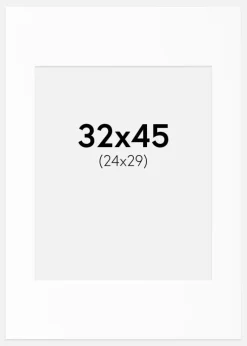 Passepartout Hvid Standard (Hvid kerne) 32x45 cm (24x29)