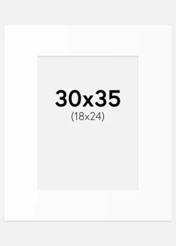 Passepartout Hvid Standard (Hvid kerne) 30x35 cm (18x24)