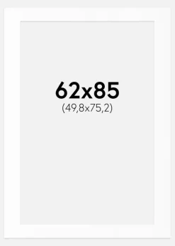 Passepartout Hvid Standard (Hvid kerne) 62x85 cm (49,8x75,2)