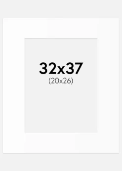 Passepartout Hvid Standard (Hvid kerne) 32x37 cm (20x26)