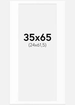 Passepartout Hvid Standard (Hvid kerne) 35x65 cm (24x61,5)