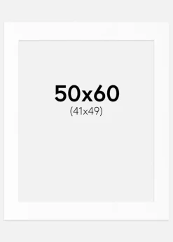 Passepartout Hvid Standard (Hvid kerne) 50x60 cm (41x49)