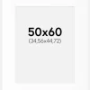 Passepartout Hvid Standard (Hvid kerne) 50x60 cm (34,56x44,72)