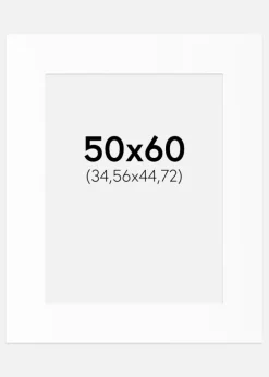 Passepartout Hvid Standard (Hvid kerne) 50x60 cm (34,56x44,72)