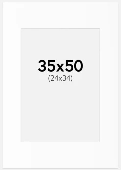 Passepartout Hvid Standard (Hvid kerne) 35x50 cm (24x34)