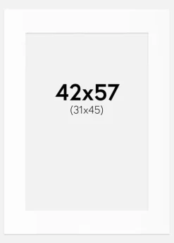Passepartout Hvid Standard (Hvid kerne) 42x57 cm (31x45)